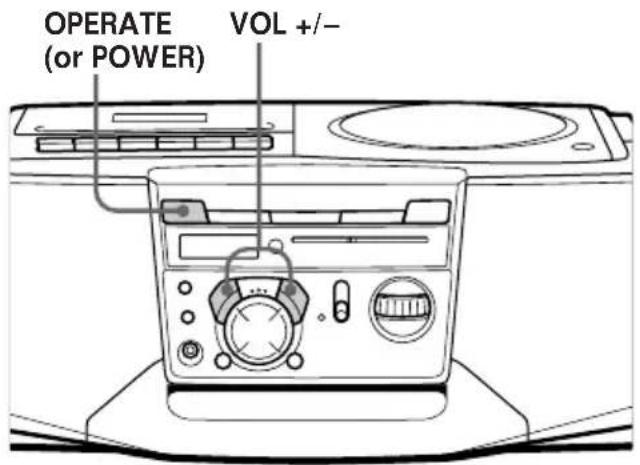 OPERATE (or POWER) VOL +/-