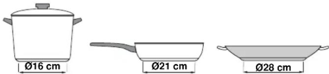Ø16 cm Ø21 cm Ø28 cm