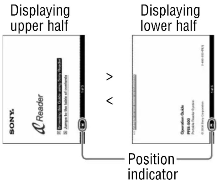 SONY Reader PRS-500 - About screen division when screen orientation is set to horizontal - 1