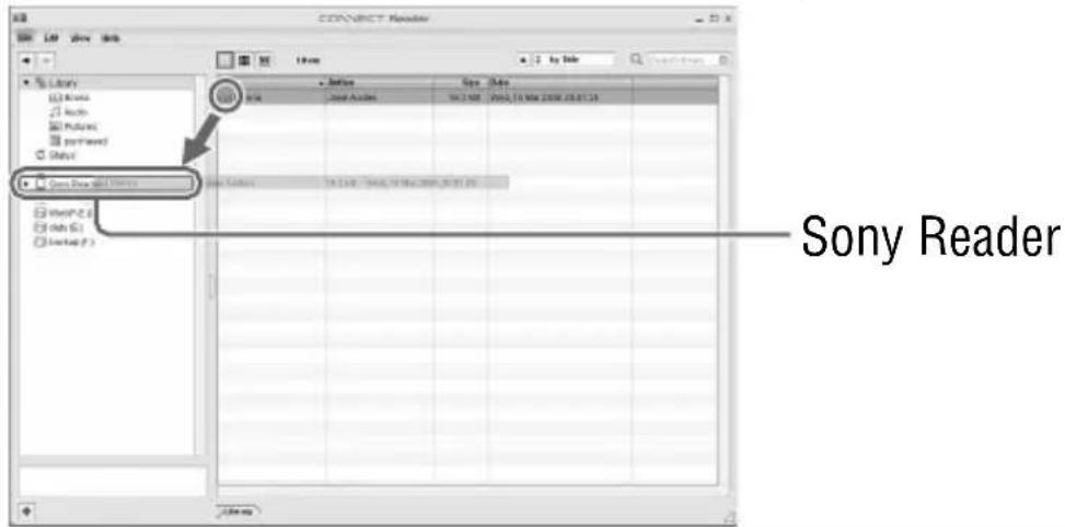 SONY Reader PRS-500 - Drag the content from the list to “Sony Reader” in the Source view. - 1