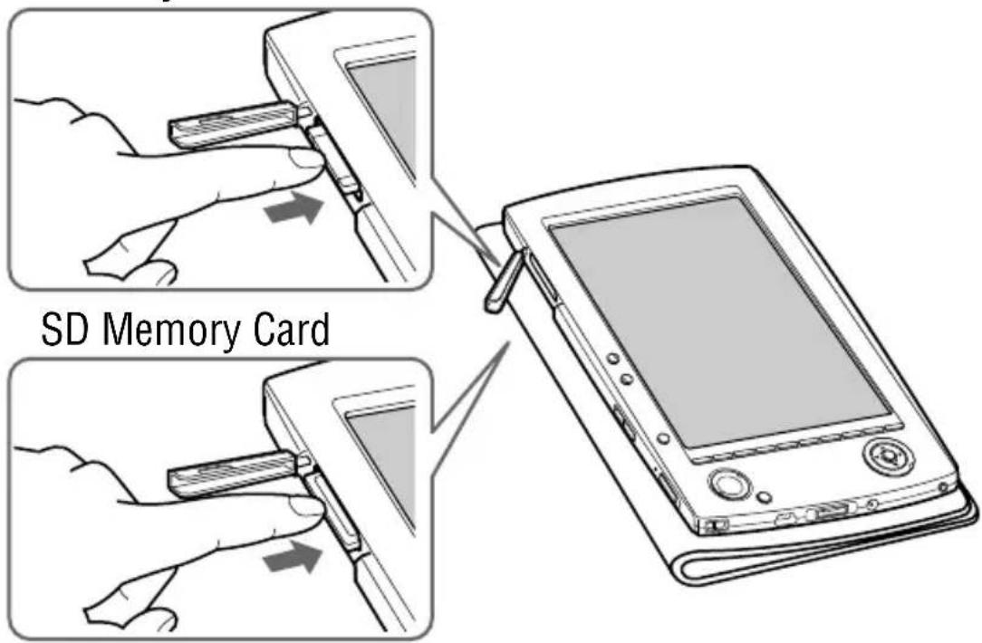 SONY Reader PRS-500 - Gently push in the memory card. - 1