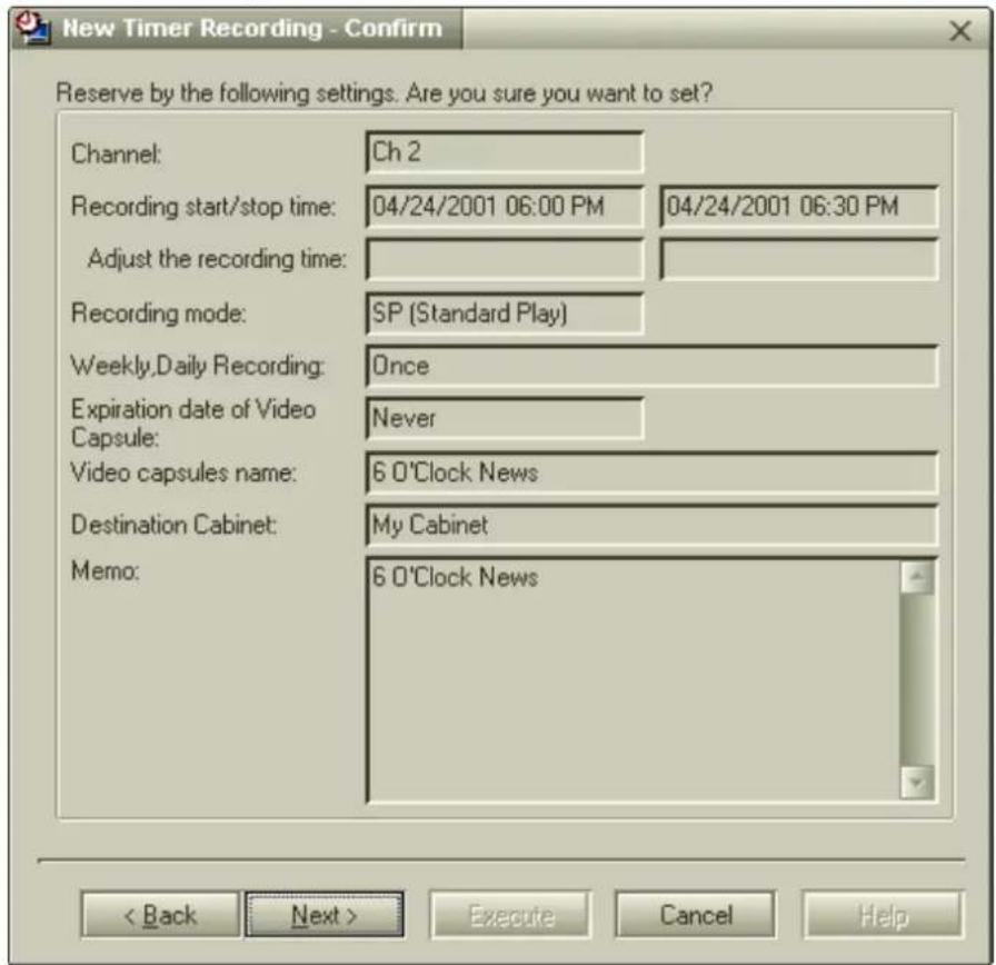 SONY Vaio PCG-GRT260G - New Timer Recording - Confirm - 1
