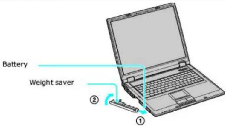 SONY Vaio PCG-GRT260G - Inserting the Weight Saver - 1