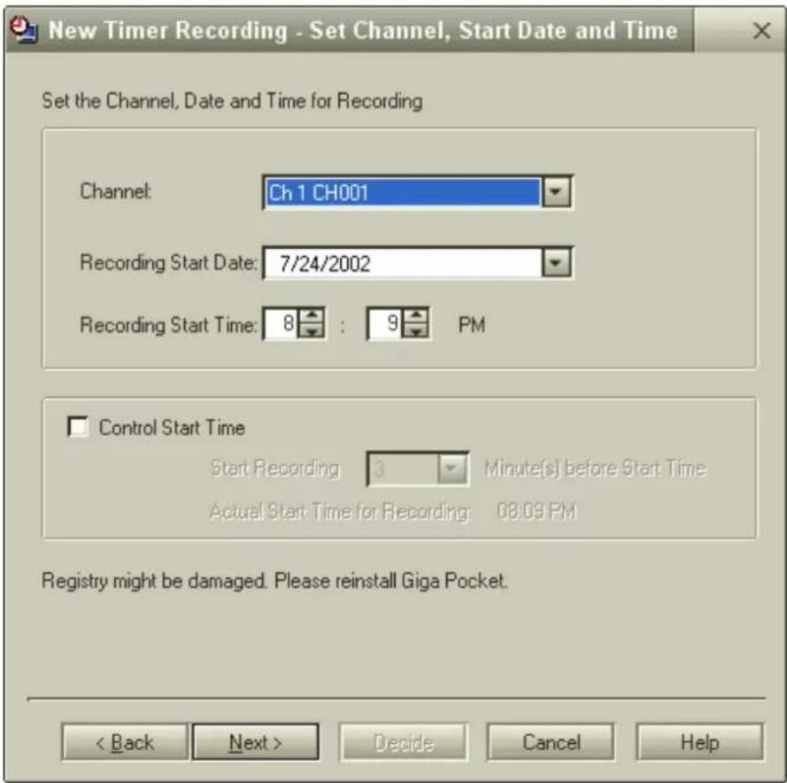 SONY Vaio PCG-GRT260G - Using the Timer Recording Wizard - 2