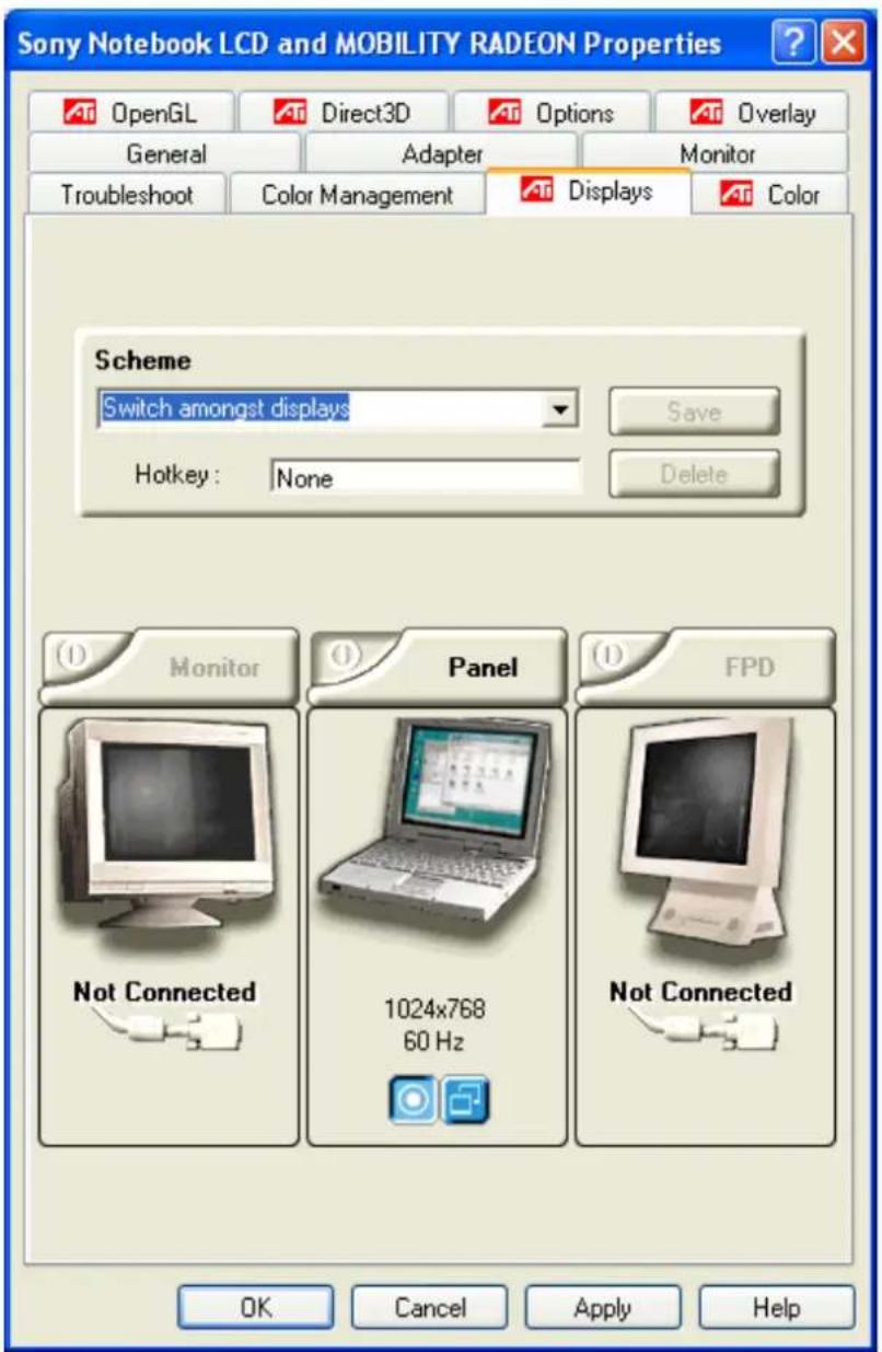 SONY Vaio PCG-V505DX - To switch the display using the Display Properties settings - 1