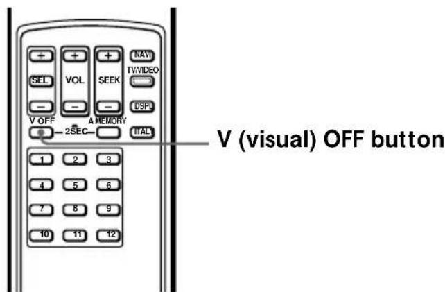 V (visual) OFF button