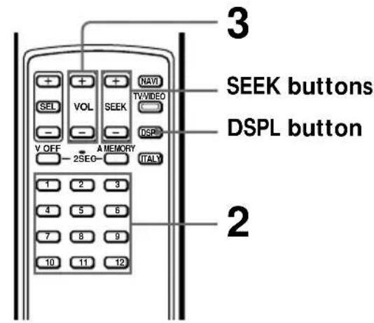 SEEK buttons DSPL button 2 3 1 2 3 4 5 6 7 8 9 10 11 12