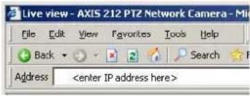 Live view - AXIS 212 PTZ Network Camera - Mix File Edit View Favorites Tools Help Back Search Address