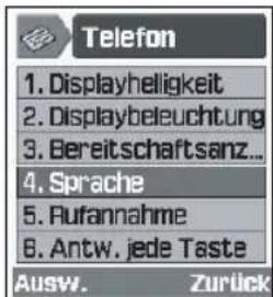 SAMSUNG SGH-Z105M - Beispiel: Sprachanzeige ändern - 4