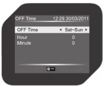 OFF Time 12:29 30/03/2011 OFF Time Sat~Sun Hour 0 Minute 0
