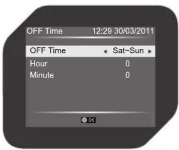OFF Time 12:29 30/03/2011 OFF Time Sat~Sun Hour 0 Minute 0