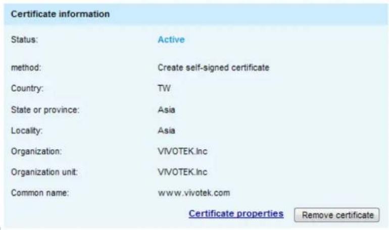 Vivotek IB8360 - Create self-signed certificate - 2