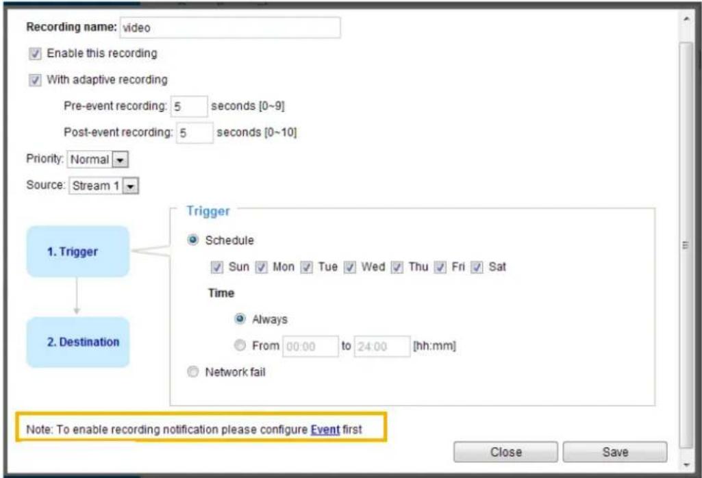 Vivotek IB8360 - Recording Settings - 1