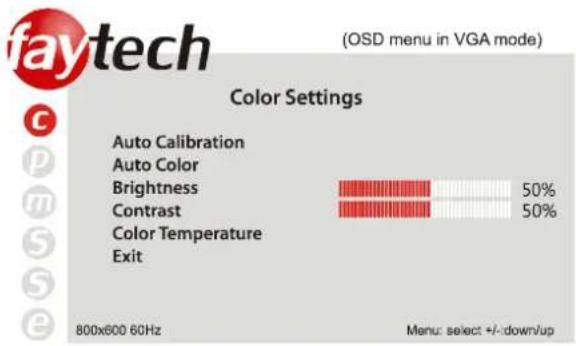 Faytech FT080TMIP65HDMI - Color settings: - 1