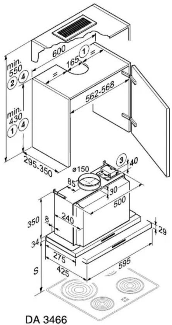 MIELE DA 3496 EXT - Appliance dimensions - 1