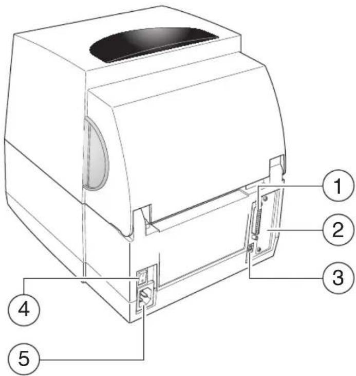 Technical diagram of a device with numbered parts labeled 1 to 5, showing internal components and mounting points.