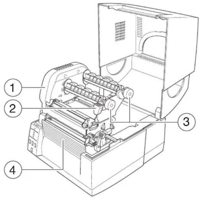 Technical diagram of a computer with numbered parts for identification