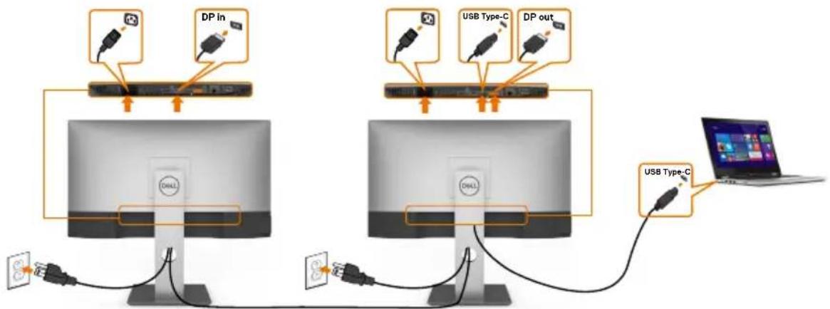 DELL UltraSharp U2421HE - Monitor für USB-C-Multi-Stream-Transport- (MST) Funktion verbinden - 1