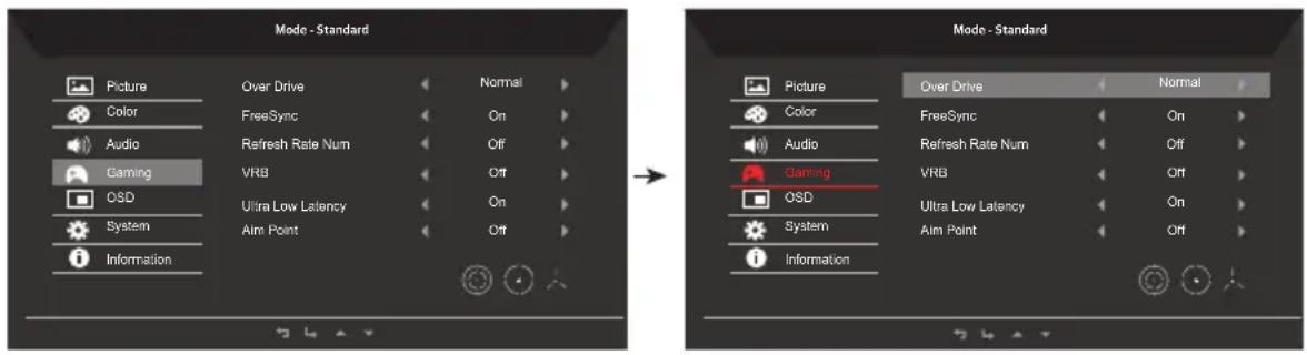 ACER Nitro XV340CKP - Adjusting the Gaming setting - 1