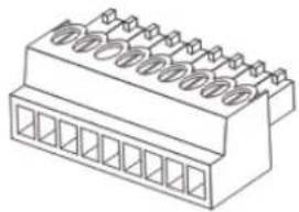 Isometric line drawing of a 3-pin electrical connector (no text or symbols)