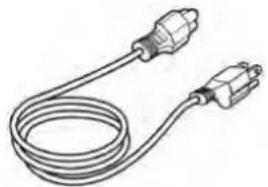 Illustration of a coiled electrical plug with two connectors (no text or symbols)