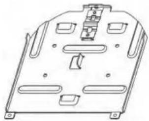 Technical line drawing of a mechanical component with multiple slots and mounting holes (no text or symbols)