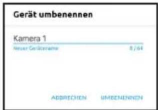 Gerät umbenennen Kamera 1 Neuer Gerichtnahme 8,64 ADDRECHEN UMBENENNEN