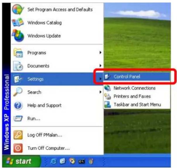 Set Program Access and Defaults Windows Catalog Windows Update Programs Documents Settings Control Panel Network Connections Printers and Faxes Taskbar and Start Menu Search Help and Support Run... Log Off PMalan... Turn Off Computer... start