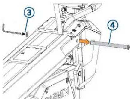 Technical diagram of a mechanical assembly with numbered components and a labeled component 'GARMIN'