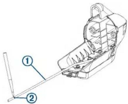Technical diagram of a mechanical device with labeled parts, showing a lever and base assembly.