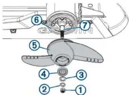 Technical diagram of a propeller assembly with numbered parts for identification