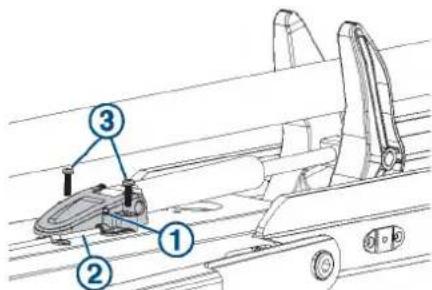 Technical diagram of a mechanical assembly with numbered components labeled 1, 2, and 3.