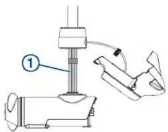Technical diagram showing a mechanical assembly with labeled component 1 and directional arrow indicating motion or force.