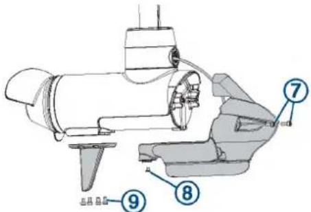 Technical diagram of a sewing machine with numbered parts labeled 7, 8, and 9