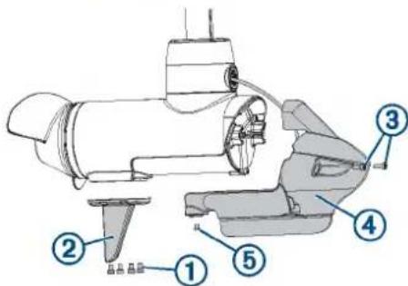 Technical diagram of a sewing machine with numbered parts labeled 1 through 5