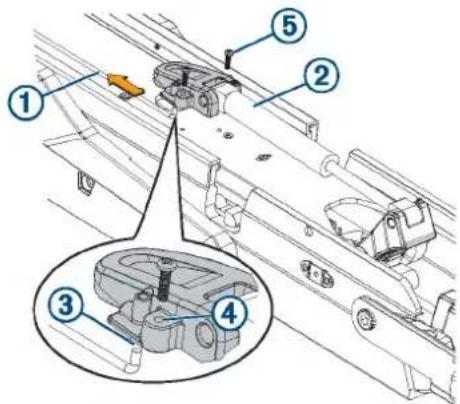 Technical diagram of a mechanical assembly with numbered components and an inset view of a component detail.