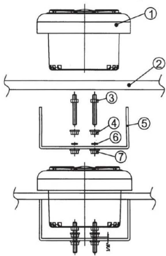 Technical diagram of a mechanical assembly with numbered components and labeled parts