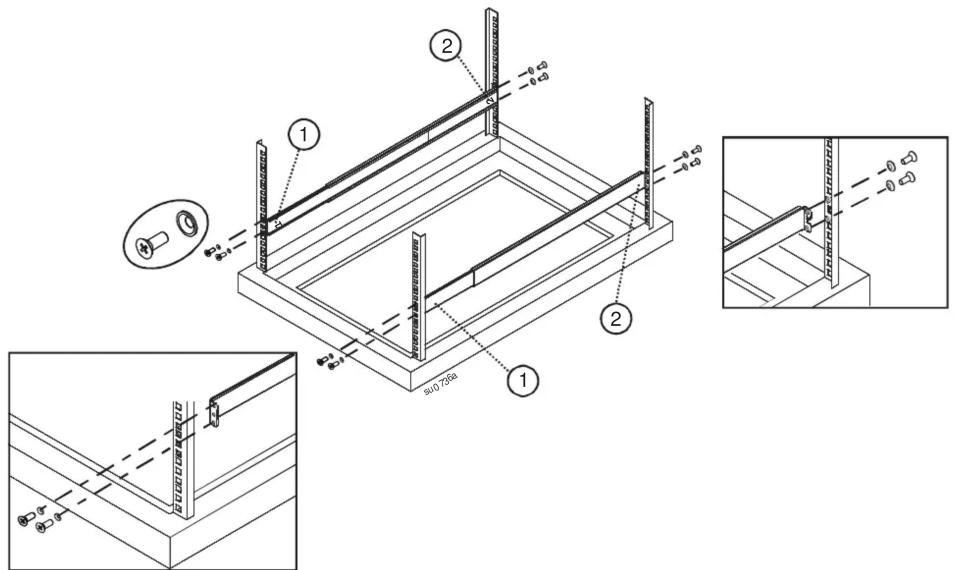 Technical diagram of a structural frame assembly with numbered components and detail views