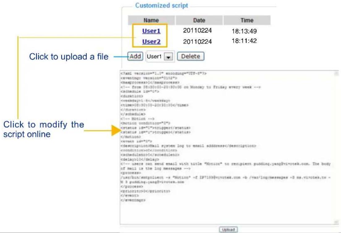 Vivotek VS8801 - Customized script - 1