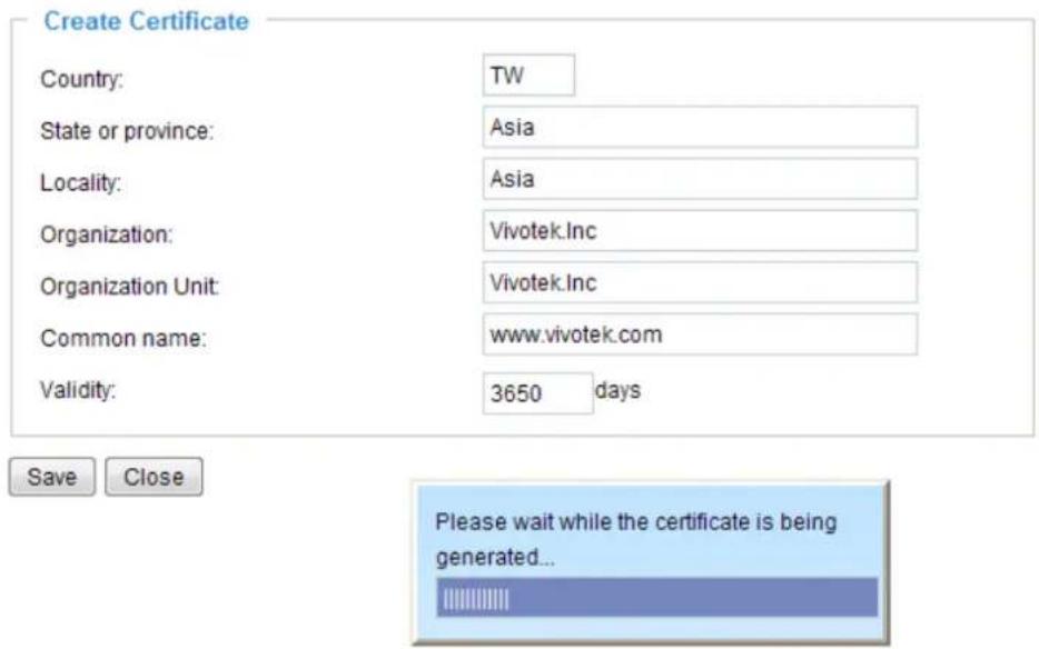 Vivotek VS8801 - Create self-signed certificate manually - 4