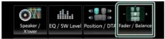 Speaker / X'over EQ / SW Level Position / DTA Fader / Balance