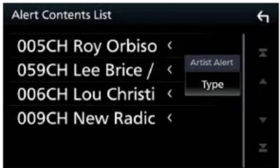 Alert Contents List 005CH Roy Orbiso < 059CH Lee Brice / 006CH Lou Christi < 009CH New Radic < Artist Alert Type