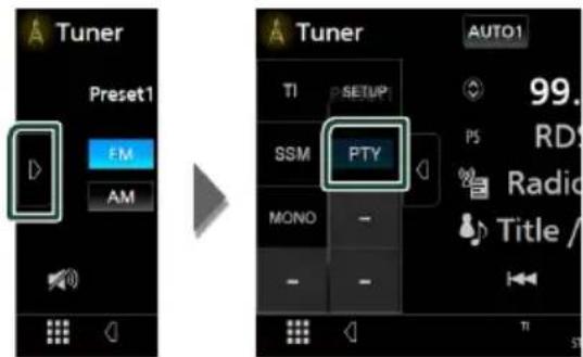 Tuner Preset1 FM AM → Tuner AUTO1 TI PSETUP SSM PTY MONO - - Ti 99. RDS Radio Title /