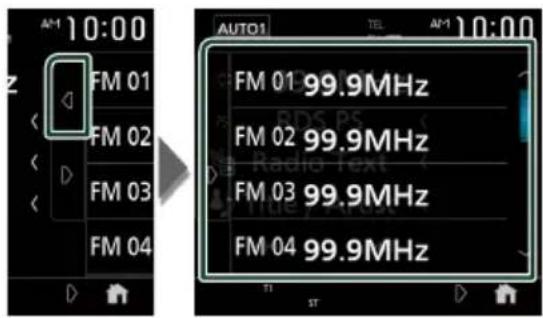 AM 10:00 FM 01 FM 02 FM 03 FM 04 AUTO1 TEL AM-1 10:00 FM 01 99.9MHz FM 02 99.9MHz FM 03 99.9MHz FM 04 99.9MHz