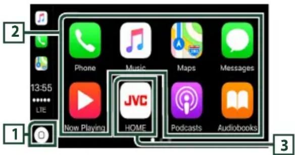 Phone Music Maps Messages Now Playing JVC HOME Podcasts Audiobooks