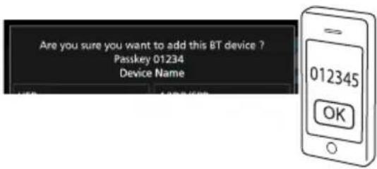 Are you sure you want to add this BT device ? Passkey 01234 Device Name 012345 OK