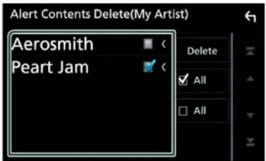 Alert Contents Delete(My Artist) Aerosmith Peart Jam Delete All All
