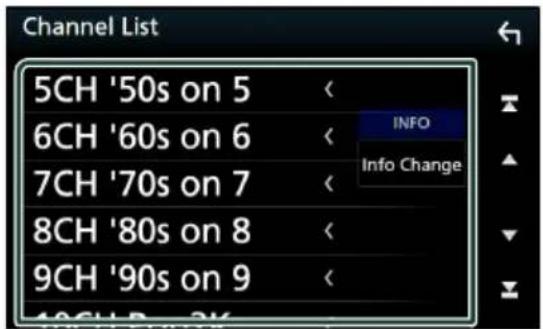 Channel List 5CH '50s on 5 6CH '60s on 6 7CH '70s on 7 8CH '80s on 8 9CH '90s on 9 INFO Info Change