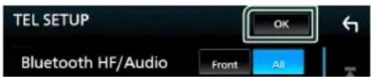 TEL SETUP OK Bluetooth HF/Audio Front All