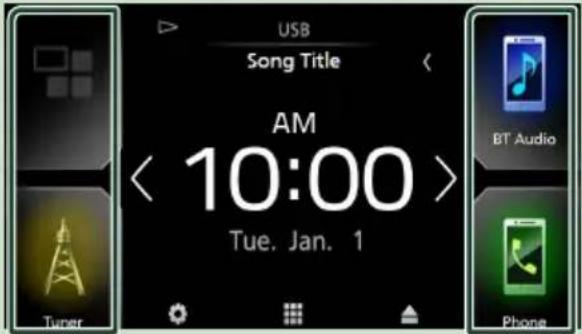 USB Song Title AM < 10:00 > Tue. Jan. 1 Tuner ET Audio Phone